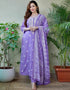 Designer Party Wear Readymade Salwar Suit Lavender Cotton Pant Straight Front View